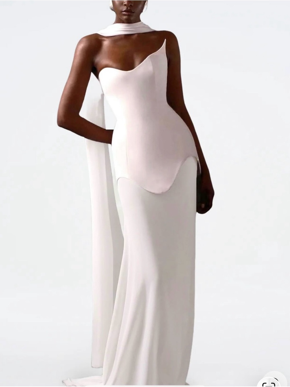 Elegant One-Shoulder Ivory Evening Gown